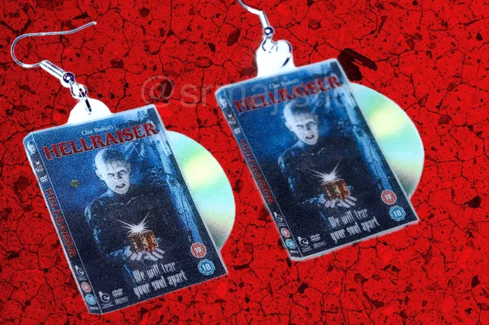 Earrings READY TO SHIP Hellraiser 1987 DVD 2D detailed Handmade Earrings Sam Makes Things Earrings READY TO SHIP Hellraiser 1987 DVD 2D detailed Handmade Earrings Sam Makes Things