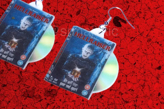 Earrings READY TO SHIP Hellraiser 1987 DVD 2D detailed Handmade Earrings Sam Makes Things Earrings READY TO SHIP Hellraiser 1987 DVD 2D detailed Handmade Earrings Sam Makes Things