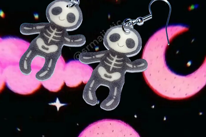 Earrings Sam Makes Things Jellycat Skeleton Bob Plushie 2D Cute Handmade Earrings Earrings Sam Makes Things Jellycat Skeleton Bob Plushie 2D Cute Handmade Earrings