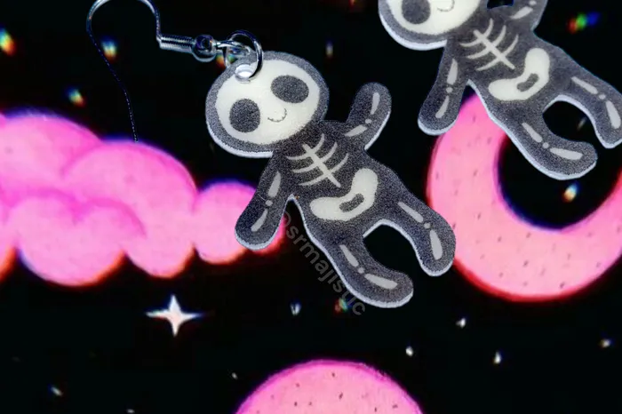 Earrings Sam Makes Things Jellycat Skeleton Bob Plushie 2D Cute Handmade Earrings Earrings Sam Makes Things Jellycat Skeleton Bob Plushie 2D Cute Handmade Earrings