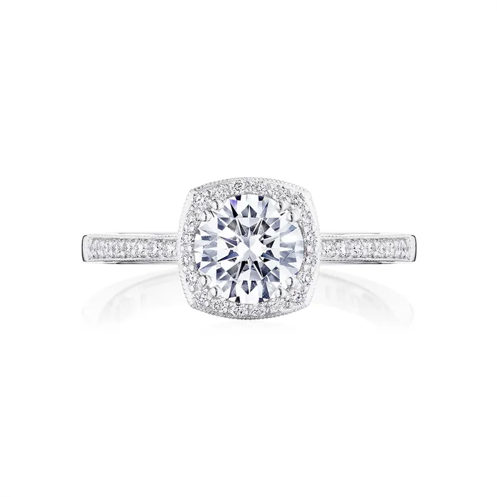 Earrings Tacori Tacori Coastal Crescent 14K White Gold Cushion Halo Diamond Semimount Earrings Tacori Tacori Coastal Crescent 14K White Gold Cushion Halo Diamond Semimount