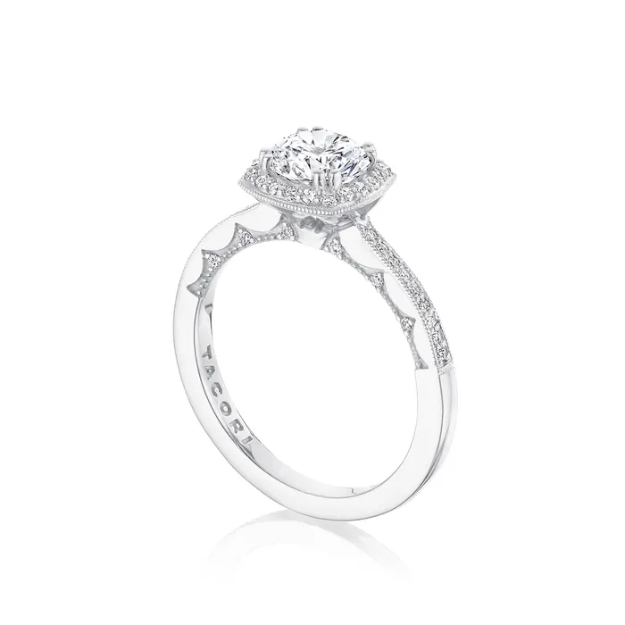 Earrings Tacori Tacori Coastal Crescent 14K White Gold Cushion Halo Diamond Semimount Earrings Tacori Tacori Coastal Crescent 14K White Gold Cushion Halo Diamond Semimount