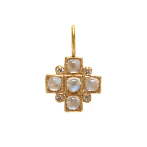 Elizabeth Locke Sugarloaf Moonstone Diamond Cross Pendant Elizabeth Locke Necklaces