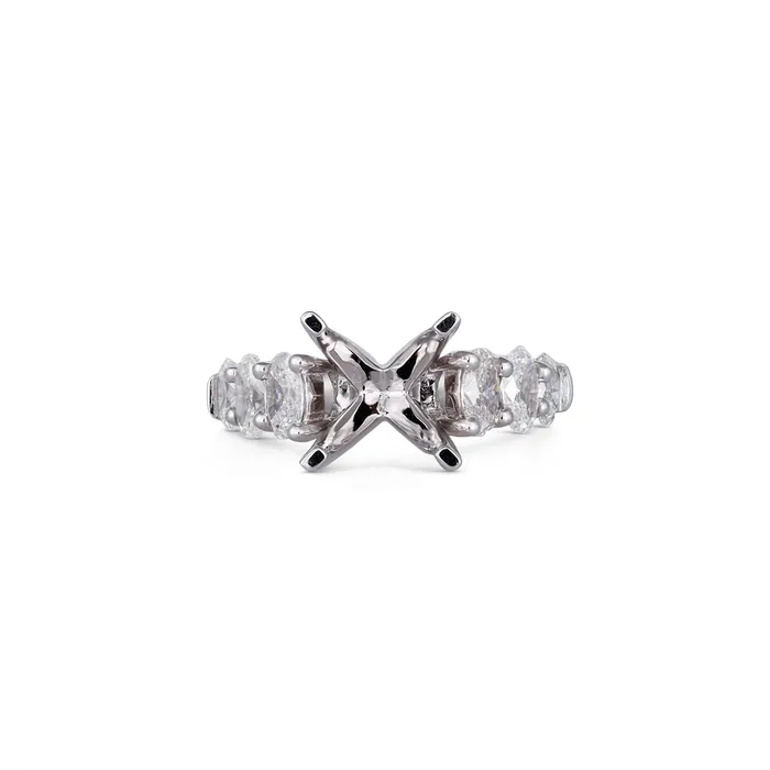 Engagement Collections 18K White Gold Semi Mount Ring with Oval Diamonds Rings Engagement Collections 18K White Gold Semi Mount Ring with Oval Diamonds Rings