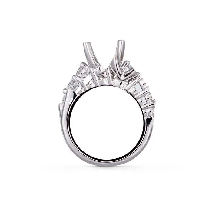 Engagement Collections 18K White Gold Semi Mount Ring with Oval Diamonds Rings Engagement Collections 18K White Gold Semi Mount Ring with Oval Diamonds Rings