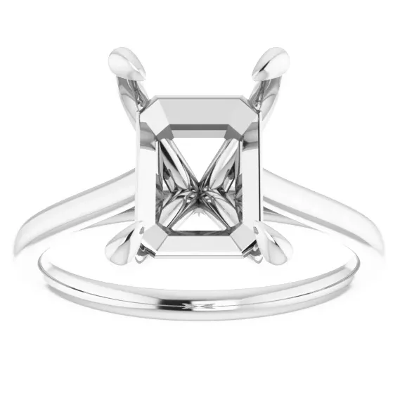 Engagement Collections Rings 14K White Gold 8x6 Emerald Solitaire Ring