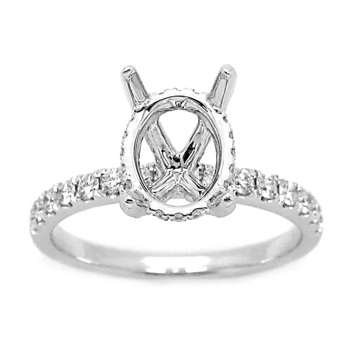 Engagement Collections Rings 14K White Gold Semi Mount Diamond Ring with Oval Hidden Halo Engagement Collections Rings 14K White Gold Semi Mount Diamond Ring with Oval Hidden Halo