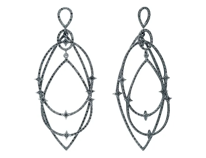 Estate Loree Rodkin 18k White Gold Black Diamond Geometric Earrings CJ Charles Jewelers Earrings Estate Loree Rodkin 18k White Gold Black Diamond Geometric Earrings CJ Charles Jewelers Earrings