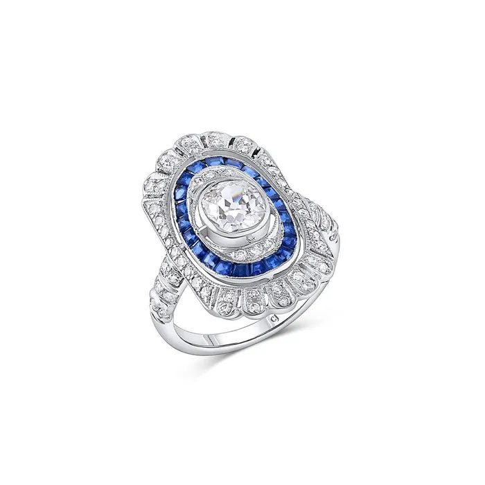 Estate Platinum Diamond Sapphire Circa 1940s Ring CJ Charles Jewelers Rings Estate Platinum Diamond Sapphire Circa 1940s Ring CJ Charles Jewelers Rings