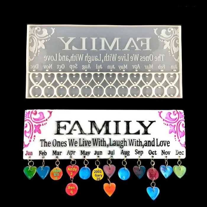 Family Calendar Resin Mold For Reminders of Important Family Days IntoResin Necklaces
