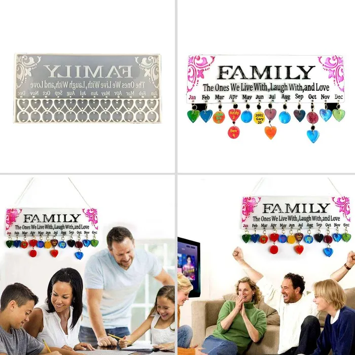 Family Calendar Resin Mold For Reminders of Important Family Days IntoResin Necklaces