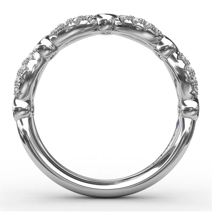 Fana Rings 14K White Gold Diamond Band Infinity Design with Bezel Set Round Emeralds Fana Rings 14K White Gold Diamond Band Infinity Design with Bezel Set Round Emeralds