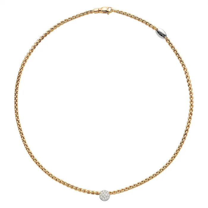 Fope 18K Yellow and White Gold Eka Collection Rope Necklace with Diamond Pendant 17 inch FOPE Necklaces Fope 18K Yellow and White Gold Eka Collection Rope Necklace with Diamond Pendant 17 inch FOPE Necklaces
