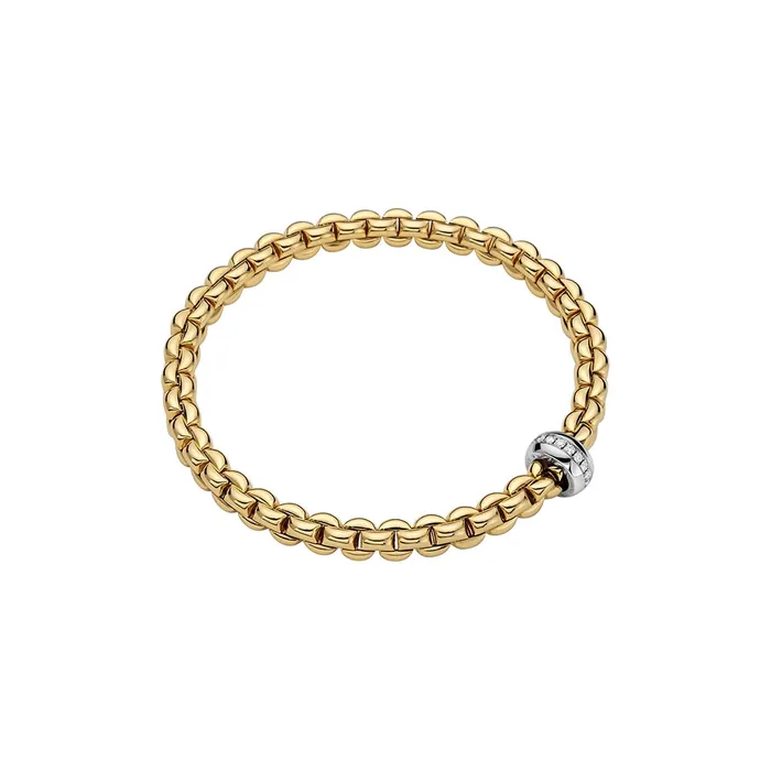 FOPE 18K Yellow Gold Eka Colleciton Flexit Diamond Bracelet Medium Size FOPE Bracelets