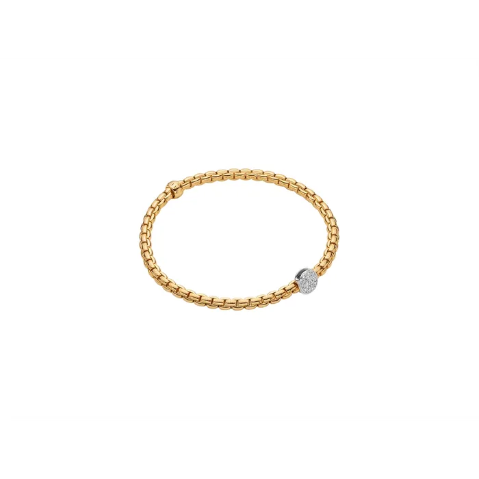 FOPE 18K Yellow Gold Eka Tiny Collection Diamond Bracelet Medium Size FOPE Bracelets