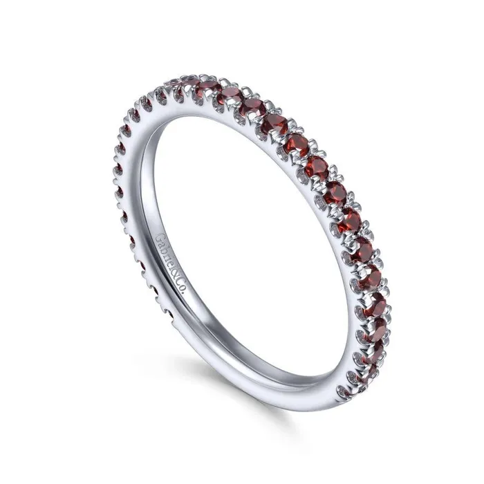 Gabriel Co Rings Gabriel Co 14K White Gold Garnet Stacklable Ring