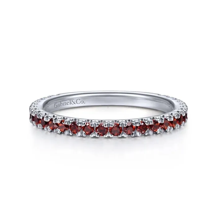 Gabriel Co Rings Gabriel Co 14K White Gold Garnet Stacklable Ring