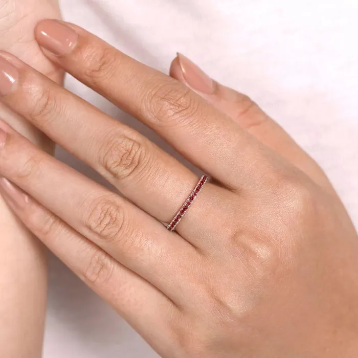 Gabriel Co Rings Gabriel Co 14K White Gold Garnet Stacklable Ring
