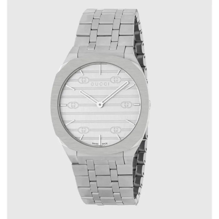 Gucci Bracelets Gucci 25H Watch Stainless Steel Silver Dial 34mm Quartz