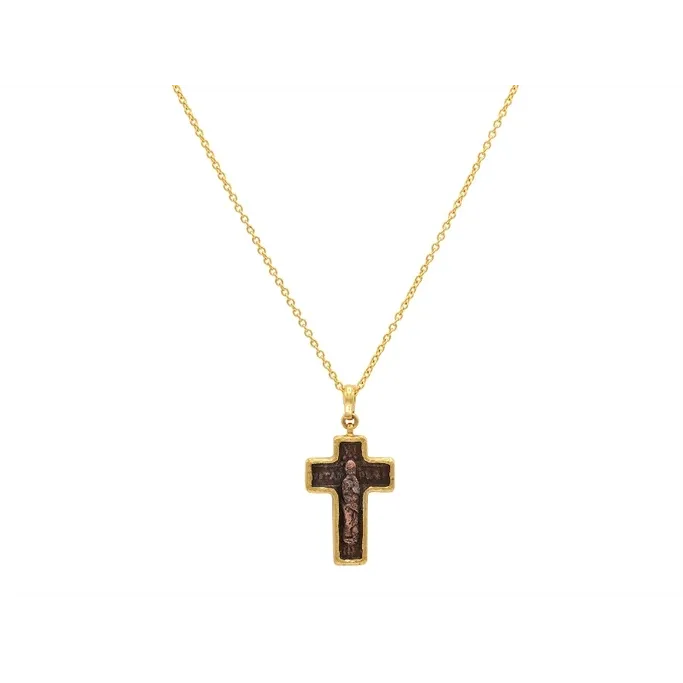Gurhan OneofaKind 24K Yellow Gold Bronze Cross Pendant with 22K Yellow Gold Chain and 18K Clasp Gurhan Necklaces Gurhan OneofaKind 24K Yellow Gold Bronze Cross Pendant with 22K Yellow Gold Chain and 18K Clasp Gurhan Necklaces