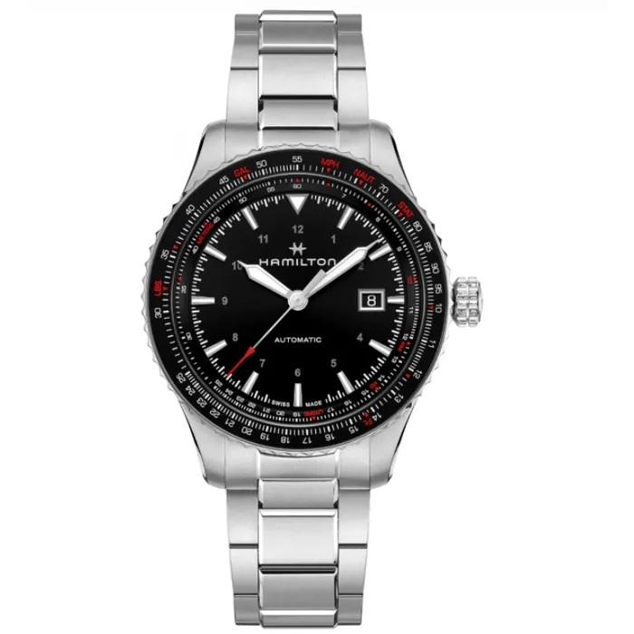 Hamilton Bracelets Hamilton Khaki Converter Aviation Stainless Steel Black Dial Slide Rule 42mm Automatic