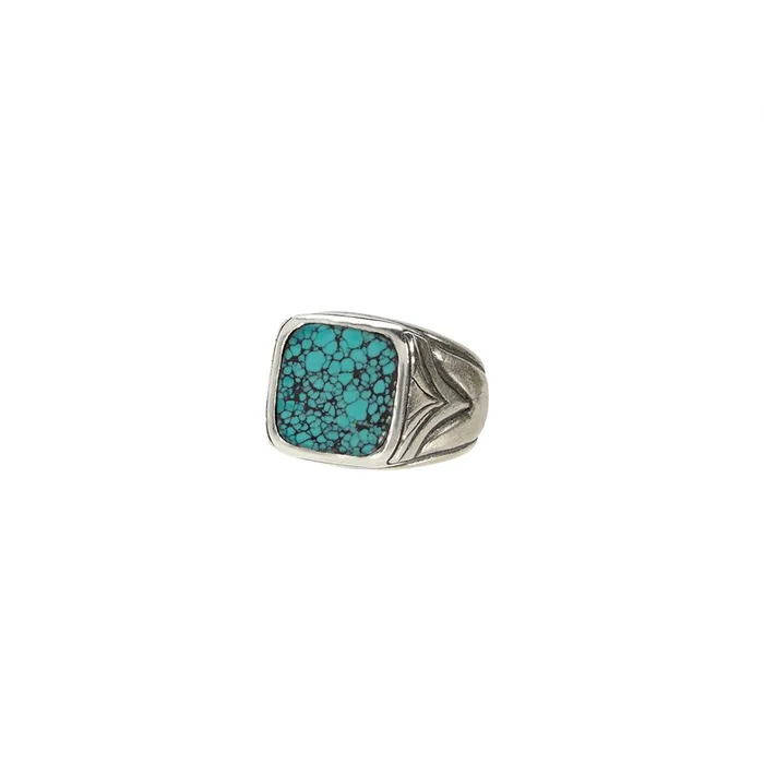 John Varvatos Rings Sterling Silver 16mm Chinese Turquoise Square Ring
