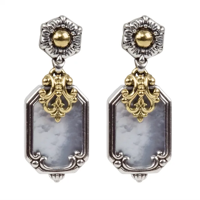 Konstantino Konstantino Hestia Silver and 18K Gold Mother of Pearl Dangle Earrings Earrings Konstantino Konstantino Hestia Silver and 18K Gold Mother of Pearl Dangle Earrings Earrings