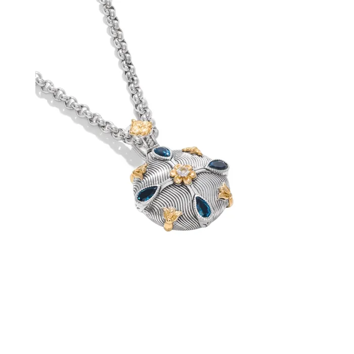 Konstantino Necklaces Konstantino Kyma Collection Sterling and Gold London Blue Topaz and White Sapphire Starlit Pendant Konstantino Necklaces Konstantino Kyma Collection Sterling and Gold London Blue Topaz and White Sapphire Starlit Pendant