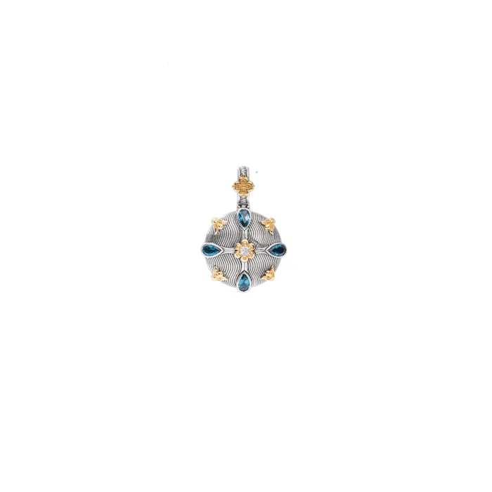Konstantino Necklaces Konstantino Kyma Collection Sterling and Gold London Blue Topaz and White Sapphire Starlit Pendant Konstantino Necklaces Konstantino Kyma Collection Sterling and Gold London Blue Topaz and White Sapphire Starlit Pendant
