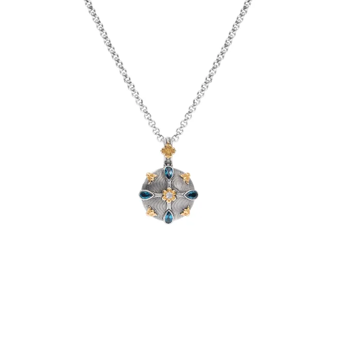 Konstantino Necklaces Konstantino Kyma Collection Sterling and Gold London Blue Topaz and White Sapphire Starlit Pendant Konstantino Necklaces Konstantino Kyma Collection Sterling and Gold London Blue Topaz and White Sapphire Starlit Pendant