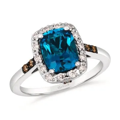 Le Vian Rings Le Vian 14K Vanilla Gold Deep Sea Blue Topaz and Nude and Chocolate Diamond Ring Le Vian Rings Le Vian 14K Vanilla Gold Deep Sea Blue Topaz and Nude and Chocolate Diamond Ring