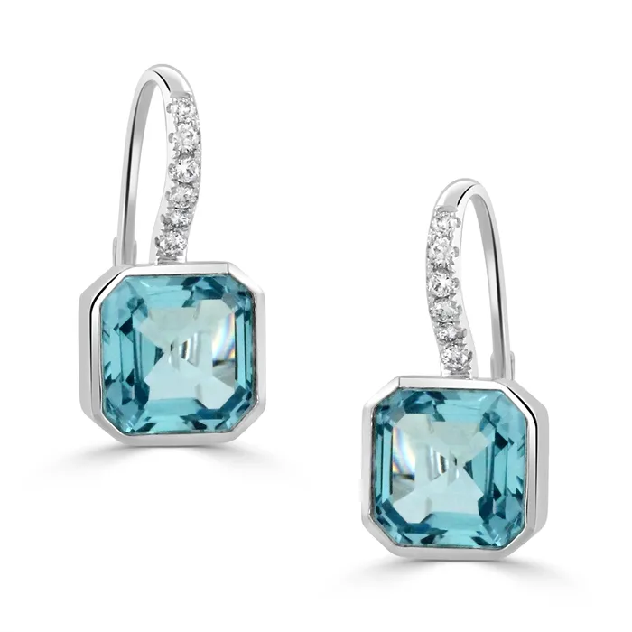 Meierotto Jewelers Doves 18K White Gold Sky Blue Topaz and Diamond Earrings Earrings Meierotto Jewelers Doves 18K White Gold Sky Blue Topaz and Diamond Earrings Earrings