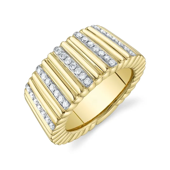 Meierotto Jewelers Rings 14K Yellow Gold Wide Ridged Diamond Ring