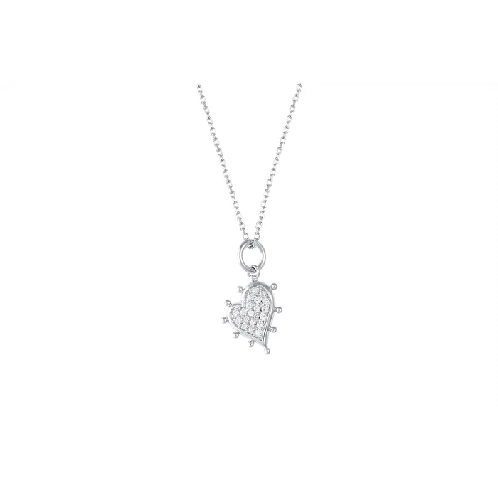 Monica Rich Kosann Sterling Silver Small Heart Charm Necklace with White Sapphire Monica Rich Kosann Necklaces Monica Rich Kosann Sterling Silver Small Heart Charm Necklace with White Sapphire Monica Rich Kosann Necklaces
