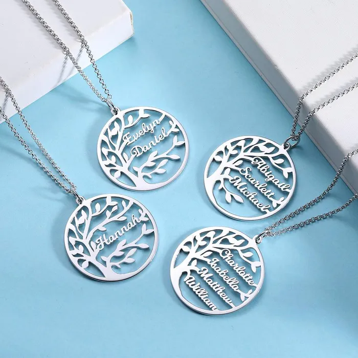 Necklaces Belbren Sterling Silver Custom Family Tree Necklace Personalized Name Pendant Perfect Mothers Day Gift