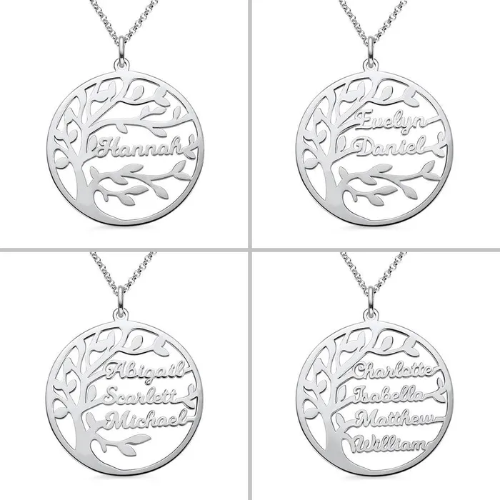 Necklaces Belbren Sterling Silver Custom Family Tree Necklace Personalized Name Pendant Perfect Mothers Day Gift