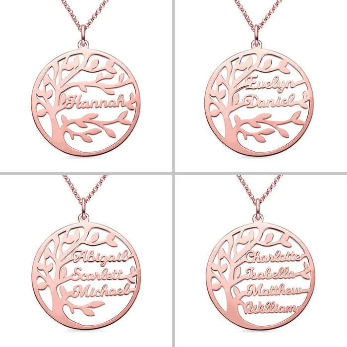 Necklaces Belbren Sterling Silver Custom Family Tree Necklace Personalized Name Pendant Perfect Mothers Day Gift