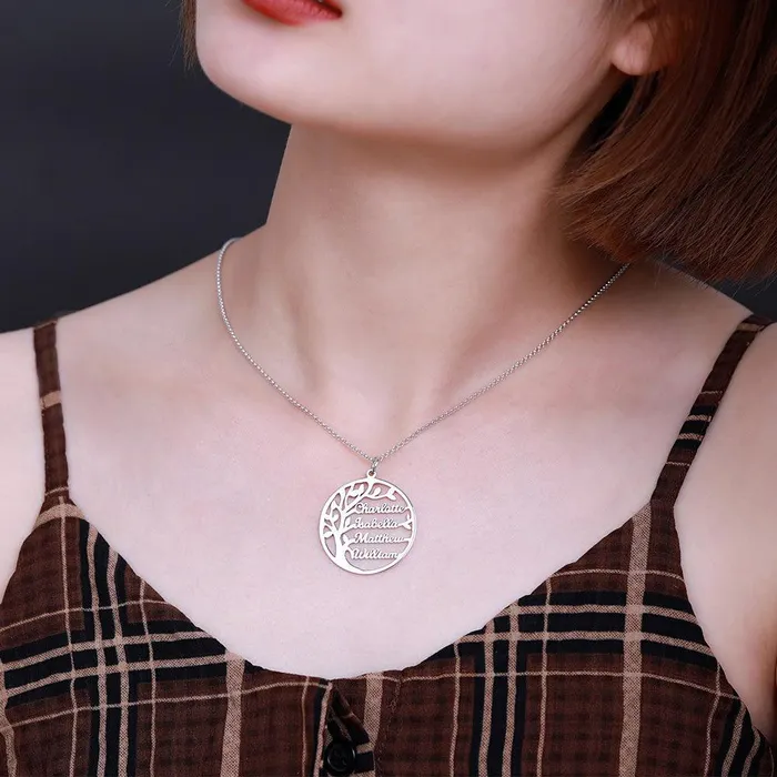 Necklaces Belbren Sterling Silver Custom Family Tree Necklace Personalized Name Pendant Perfect Mothers Day Gift
