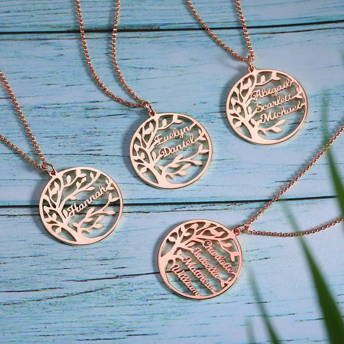 Necklaces Belbren Sterling Silver Custom Family Tree Necklace Personalized Name Pendant Perfect Mothers Day Gift
