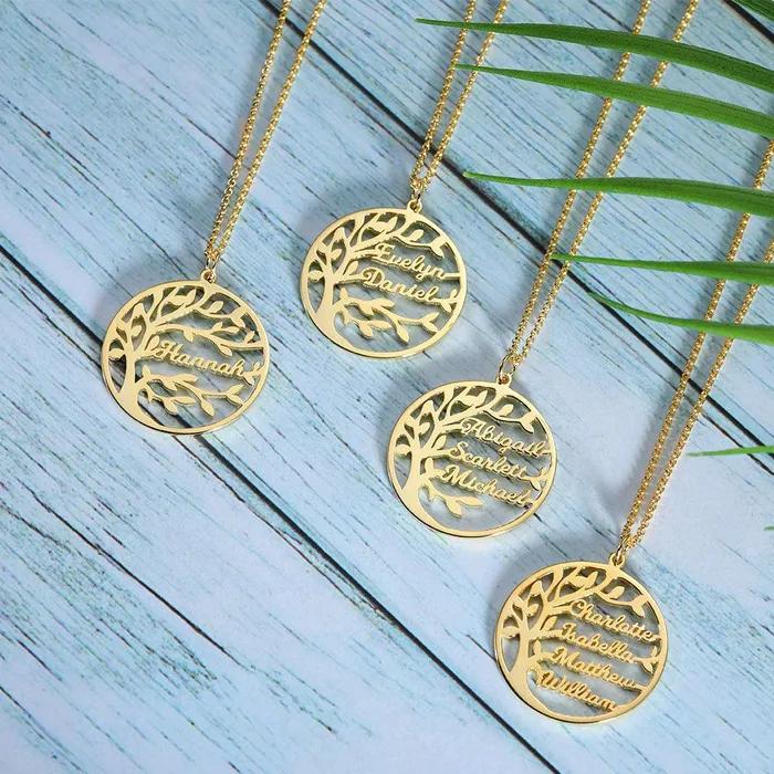 Necklaces Belbren Sterling Silver Custom Family Tree Necklace Personalized Name Pendant Perfect Mothers Day Gift