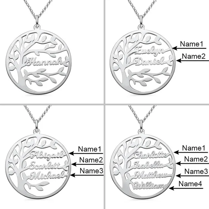 Necklaces Belbren Sterling Silver Custom Family Tree Necklace Personalized Name Pendant Perfect Mothers Day Gift