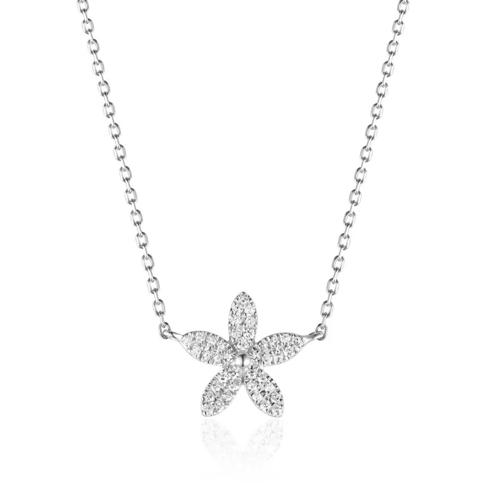 Necklaces Croghans Diamond Flower 14K Gold Necklace
