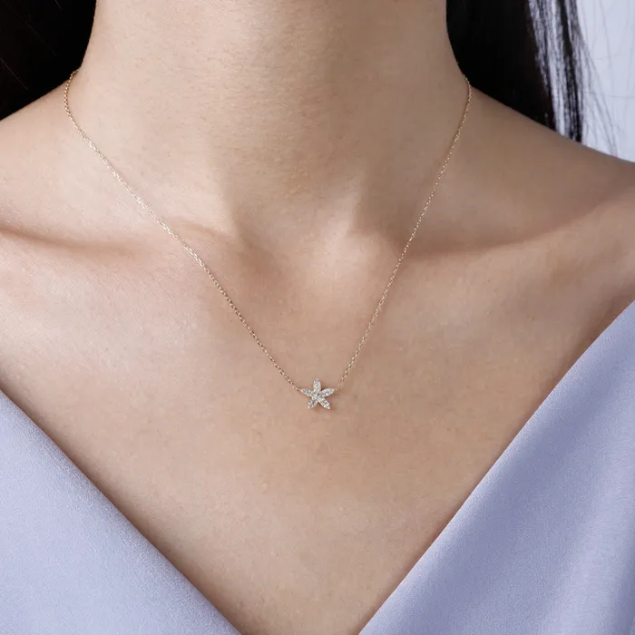 Necklaces Croghans Diamond Flower 14K Gold Necklace
