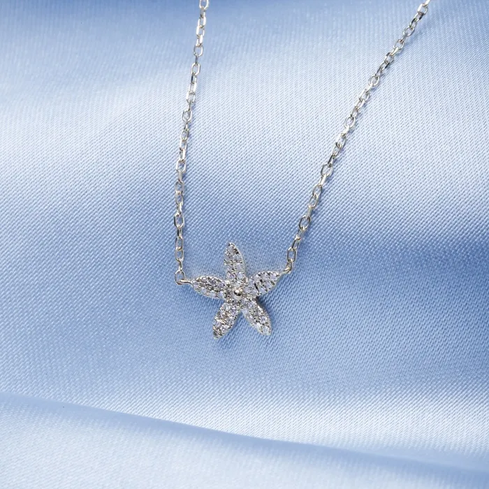Necklaces Croghans Diamond Flower 14K Gold Necklace