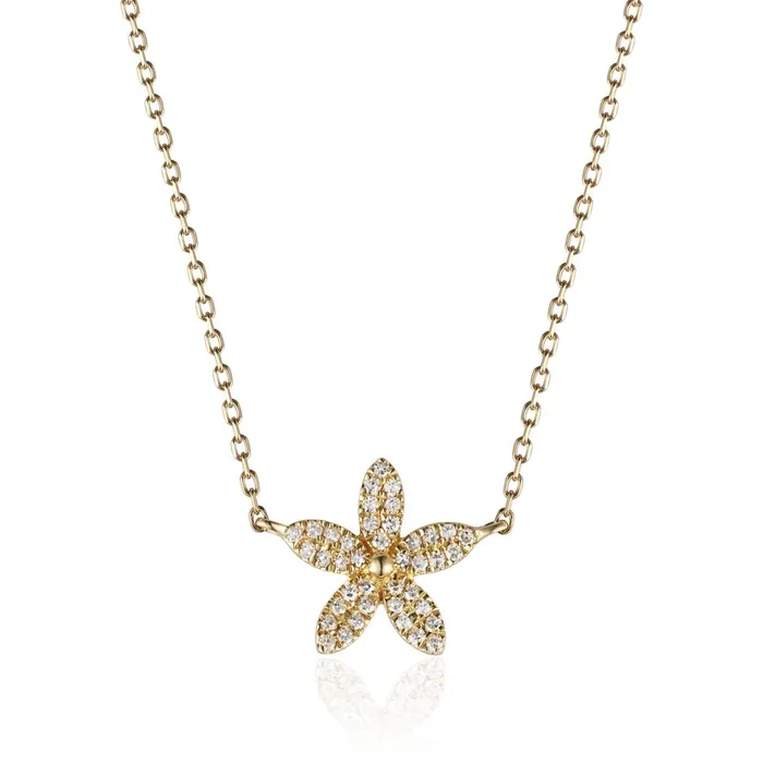 Necklaces Croghans Diamond Flower 14K Gold Necklace