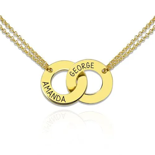 Necklaces Engraved Interlocking Two Circle Necklace Rose Gold Belbren