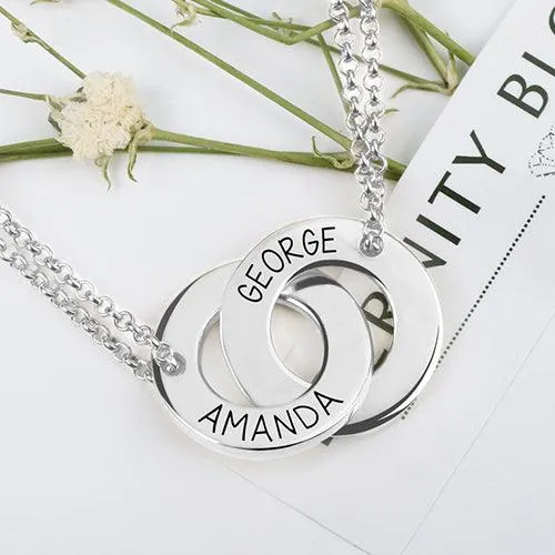 Necklaces Engraved Interlocking Two Circle Necklace Rose Gold Belbren