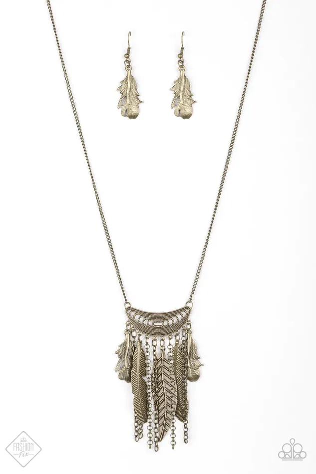 Necklaces Paparazzi Jewelry Paparazzi Necklace Fiercely Feathered Brass