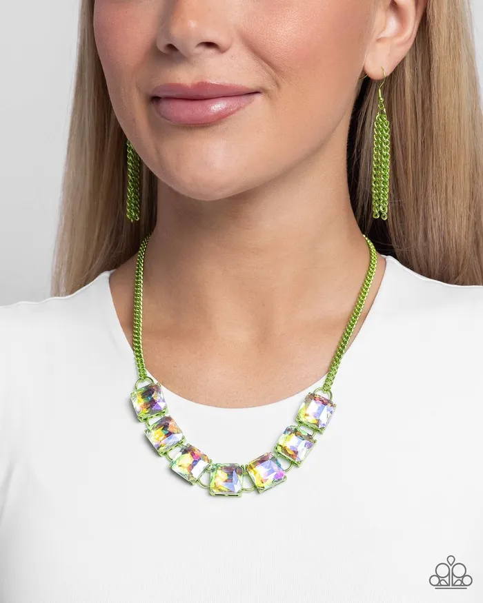 Necklaces Paparazzi Jewelry Paparazzi Necklace I SQUARE to Secrecy Green