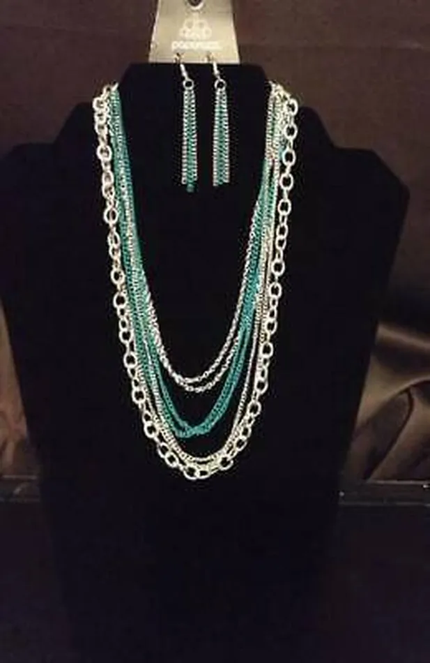Necklaces Paparazzi Jewelry Paparazzi Necklace Intensely Industrial Green